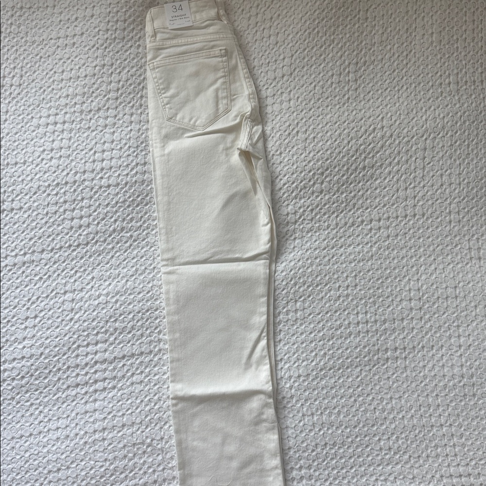 Mango Women's Straight Leg Cream Jeans
